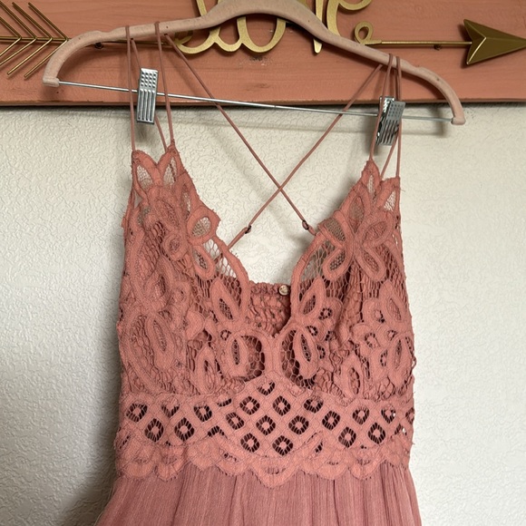 Free People Adella Lace Mini Dress size Large Pink - Picture 15 of 16
